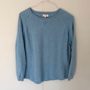 KINROSS Men’s Coverstitch Crew Neck Cashmere Sweater in Light Blue